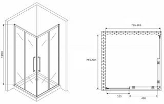 Душевой уголок ABBER Schwarzer Diamant AG02080MH 80x80см хром